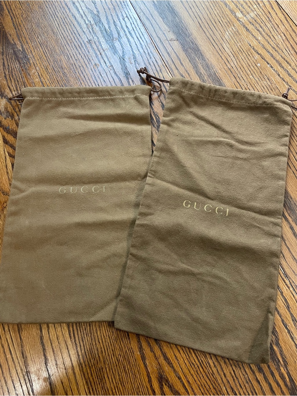 Gucci Drawstring Dust Bags with Gold Logo